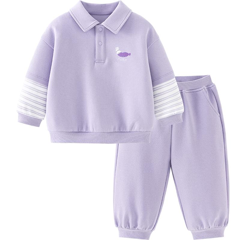 Minibala Kids  Anti-Pill Faux Two-Piece Sweatshirt & Pants Set 90