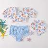 2024 New Summer Internet Celebrity Foreign Style Girls Split Swimsuit Cute Open Bear Korean Version of Beach Children's Swimsuit