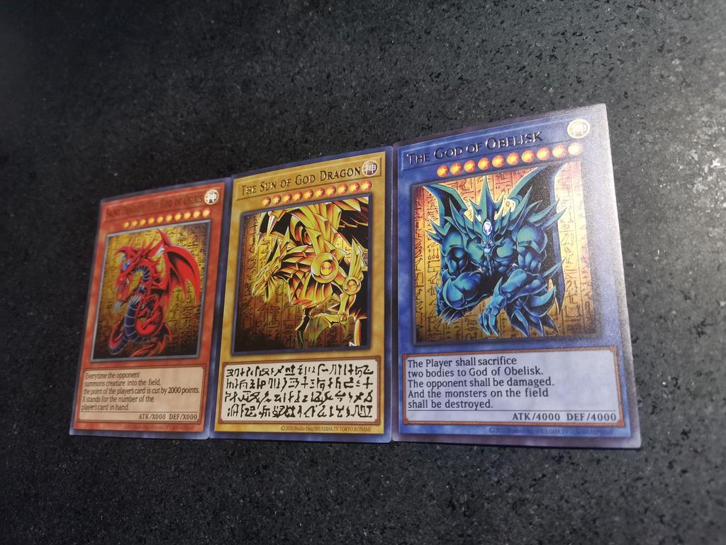 Yu-gi-oh! 3pcs/set  Egyptian God  Diy Self-made Card Collection Cards Gauze Flash Anime Toy Gift Colorful Flash