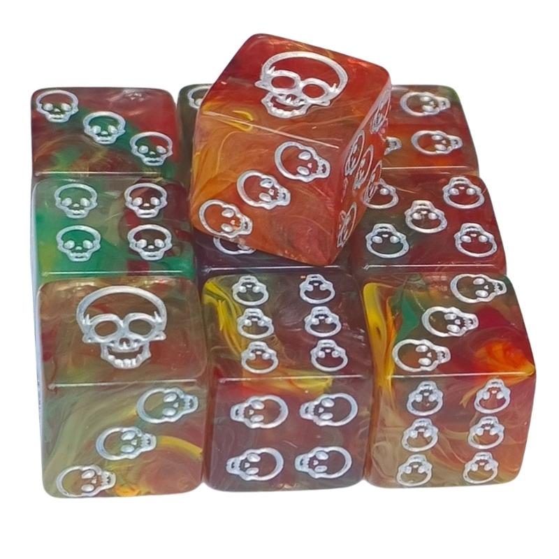 10Pcs Acrylic Skull Pattern Dices Round Corner Dices Skull Pattern Table Game Dices Math Counting Teaching Tool Enduring