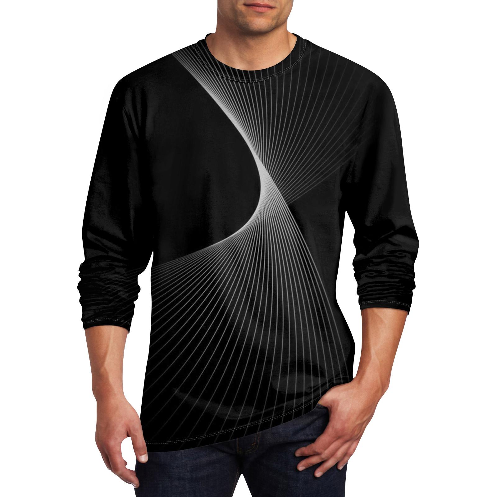 

Муж. Футболка Круглый вырез Одежда Одежда На открытом воздухе Длинный рукав С принтом Модельер Винтаж XXXL чёрный