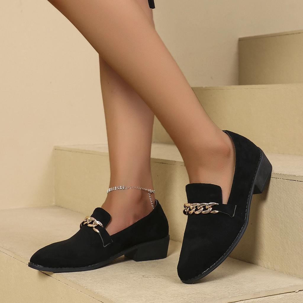 Fashion 2025 Spring and Autumn Fashion Shallow Mouth Loafers Low Heel Pointed Toe Leopard Print Metal Decoration Slip-on Shoes for Women