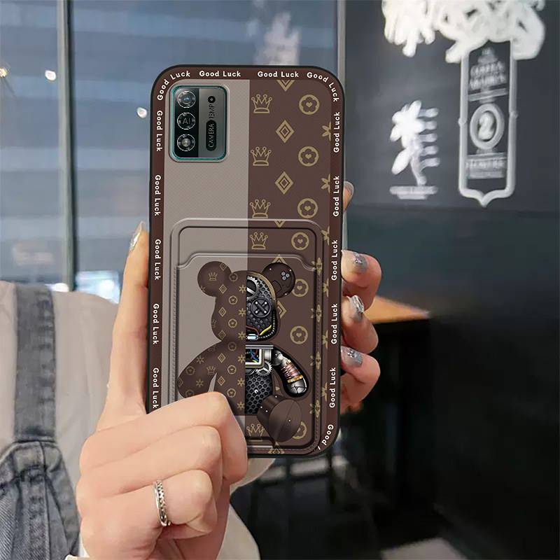 Anti-dust Durable Phone Case For ZTE Blade A52 Lite Card Slot Cartoon Full Wrap Shockproof Waterproof Graffiti Silicone