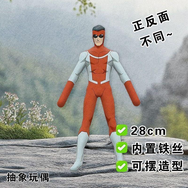28cm Anime Invincible Omni-Man Super-héros DC Cosplay Poupée en Peluche Figure de Souris Abstraite Squelette en Fil Métallique Corps Entier Articulable Cadeau