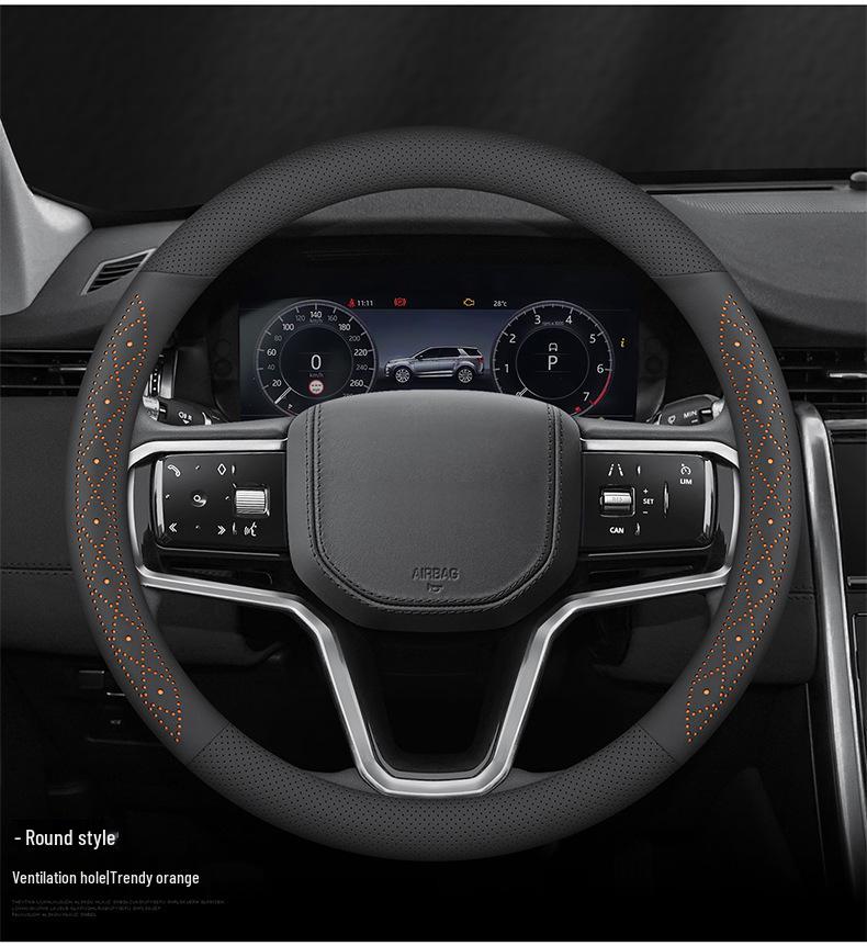 Universal Nappa Leather Steering Wheel Cover - Ultra-Thin, Anti-Slip, Breathable, Sweat-Absorbent for All Seasons