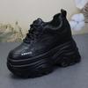 Fashion 12CM Genuine Leather Vulcanize Fashion Thick Bottom Women Chunky Sneakers Platform Wedge Causal Winter Plush Autumn Shoes