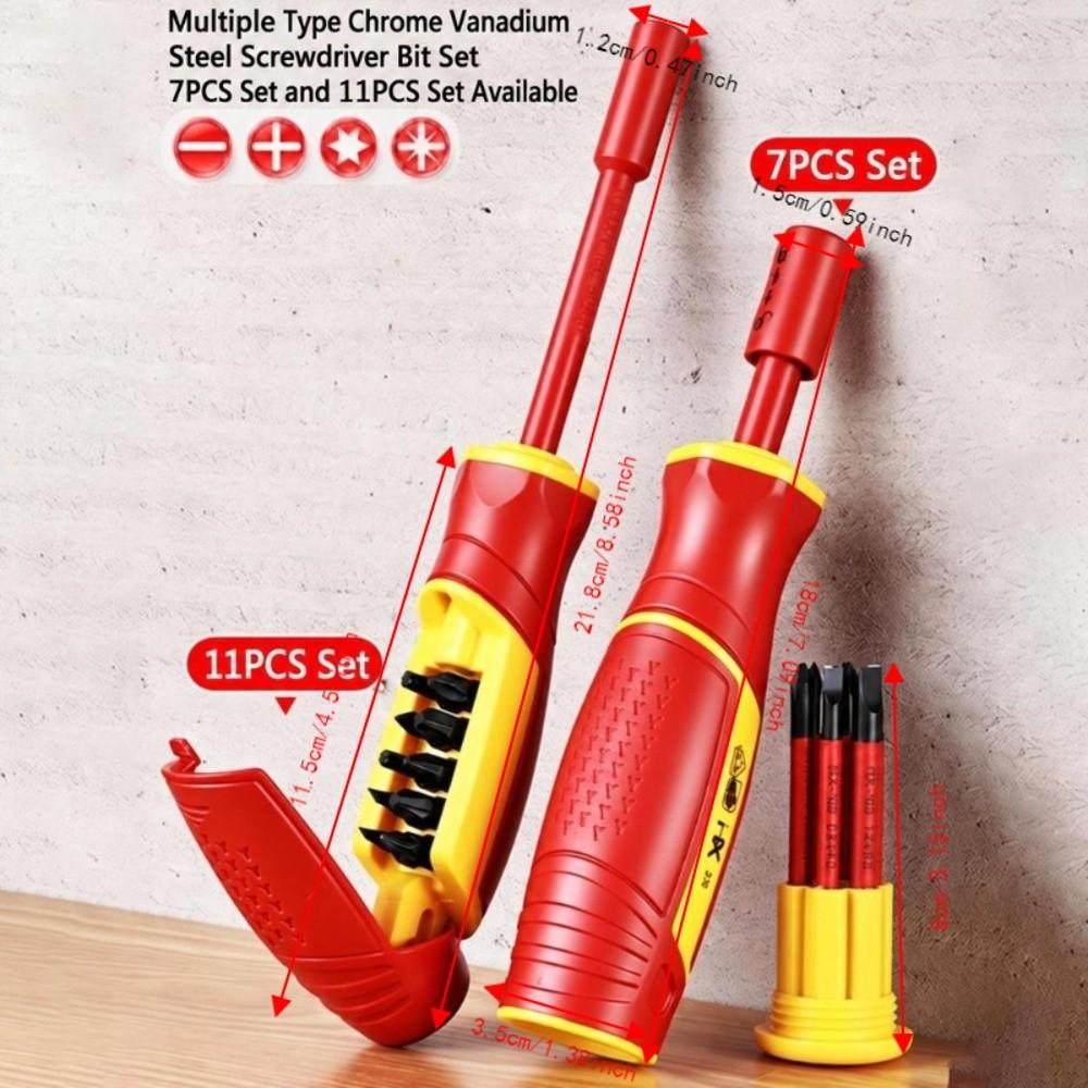 Interchangeable Bits Insulated Screwdriver Set for Electrical Repair and Hardware Maintenance