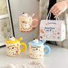 Cute Cat Birthday Gift Cute Cat Mug with Lid Couple Water Cup High Looking Best Friend Ceramic Cup