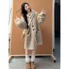 Lamb Wool Hooded Thick Coat with Fur Trim - 2025 Korean Style Mid-Length Fluff.