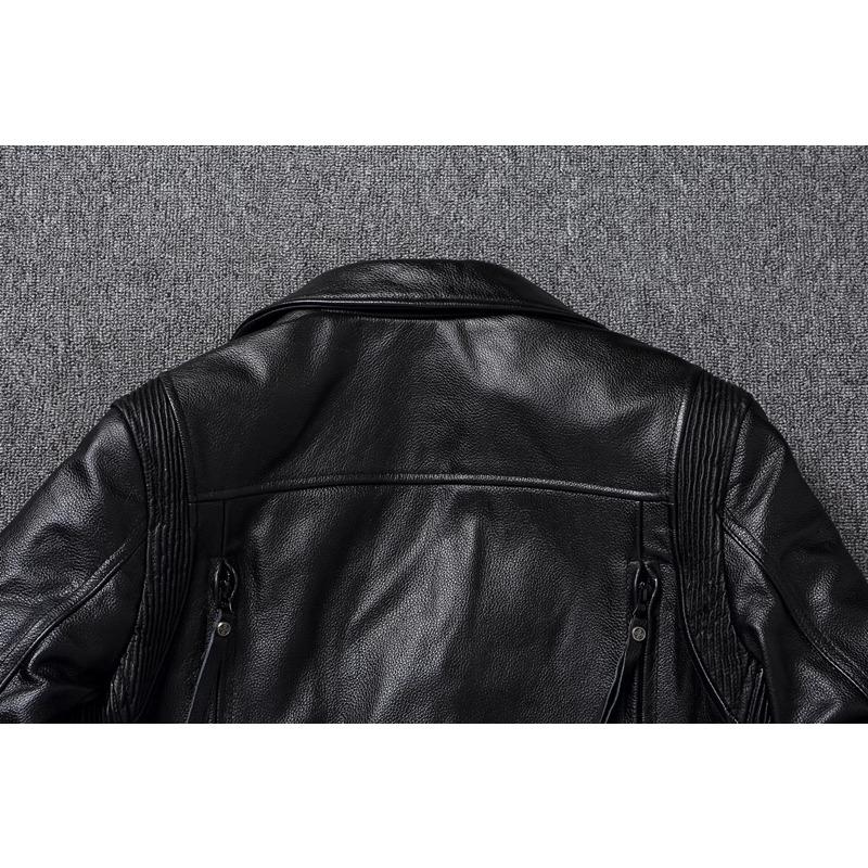 Chinese Size Heavy Motorcycle Jacket Natural Cowhide Leather Top Layer Causal Vintage Retro Moto Suit Leather Coat Winter