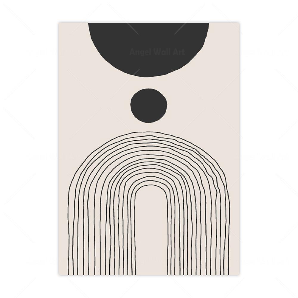 Abstract Geometric Art Print Line Drawing Poster Beige And Black Arch Canvas Painting Modern Wall Picture Living Room Home Decor
