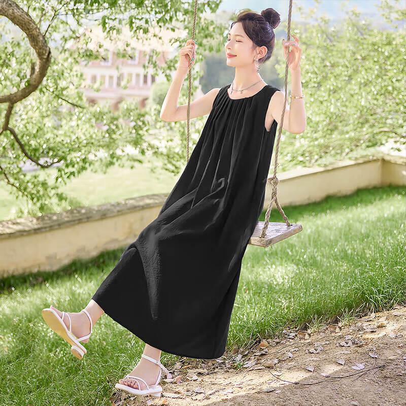 Sibsyl Sleeveless Pleated A-Line Midi Dress