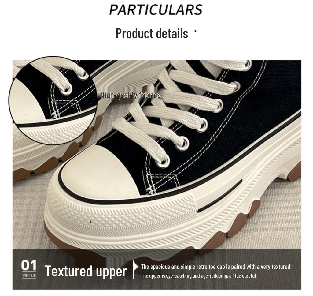Brandneue 2025 Damen High-Top Canvas Schuhe: Höhenvergrößernde, Dicksohlige, Vielseitige, Lässige Sport-Sneaker für Frühling/Sommer