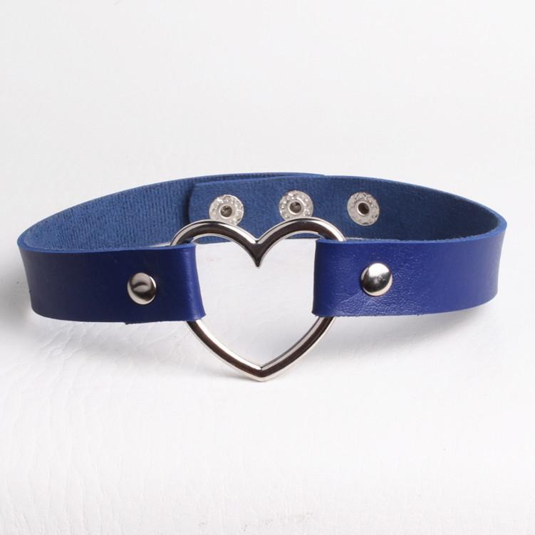 Harajuku Soft Girl Punk Style PU Leather Heart Choker Necklace