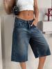 European Retro Distressed Mid-Waist Loose Straight Women's Denim Bermuda Shorts