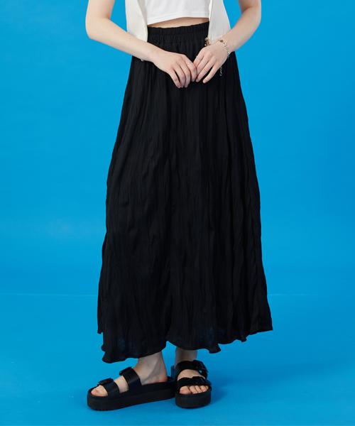 KOLEAT Women Cooling Refrigerator Marmont Pleated Flare Long Skirt [Black] Long Skirt Ver.