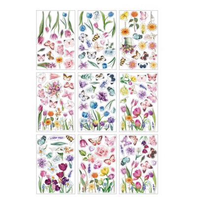 Watercolor Tulips Small Flowers And Butterflies Static Window Stickers Spring Window Glass Door Decoration Stickers