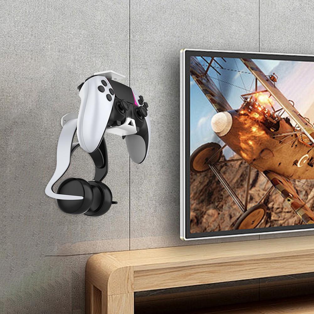 Under Desk/Wall Mount Universal Game Controller Mount Holder Hanger with Headset Stand Wall Rack Wall Mount Wall Hanger For