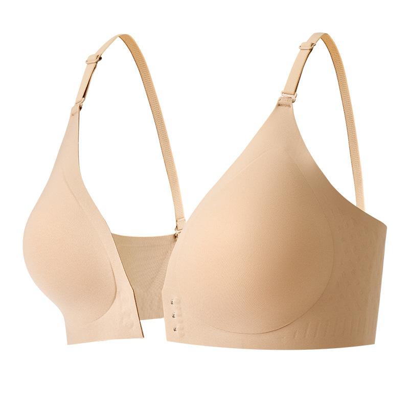 Front opening buckle gathering seamless U-shaped 1D tailoring round non-sensory soft support heightening flank bra closing breasts