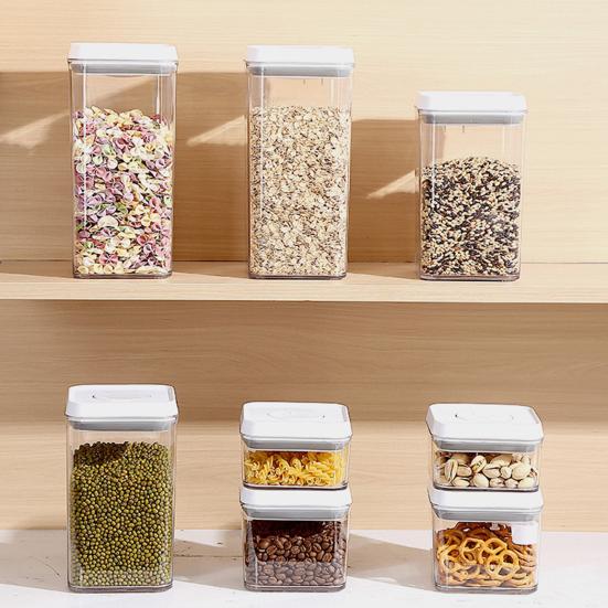 Airtight Food Container with Pop Lid Stackable Kitchen Pantry Organizer One Button Opening Flour Sugar Container for Cereal Rice Flour Pasta Snacks
