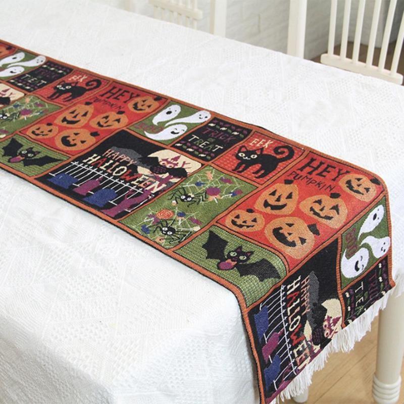 Halloween Tablecloth Placemat Table Flag Funny Pumpkin Tablecloth Decorative Bed Flag Halloween Rest