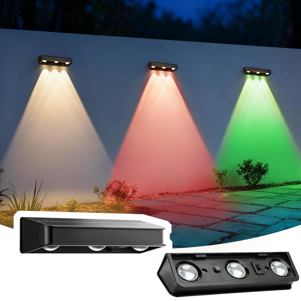 Solar Outdoor Waterproof Solar Fence Garden Solar 9 Color Nameplate Ultra Automatic IP65 for Parking Lot 2 Light, Light, Light, Light, LED, Modes,