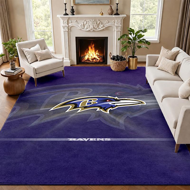 Baltimore Ravens Carpet Door Mat for Living Room or Bedroom Protective Mat Under Chair Office Decoration Christmas Gift Birthday Present