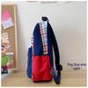 American Girl Retro Blue Plaid Cartoon Backpack for Junior and High School - Large Capacity, Casual Style