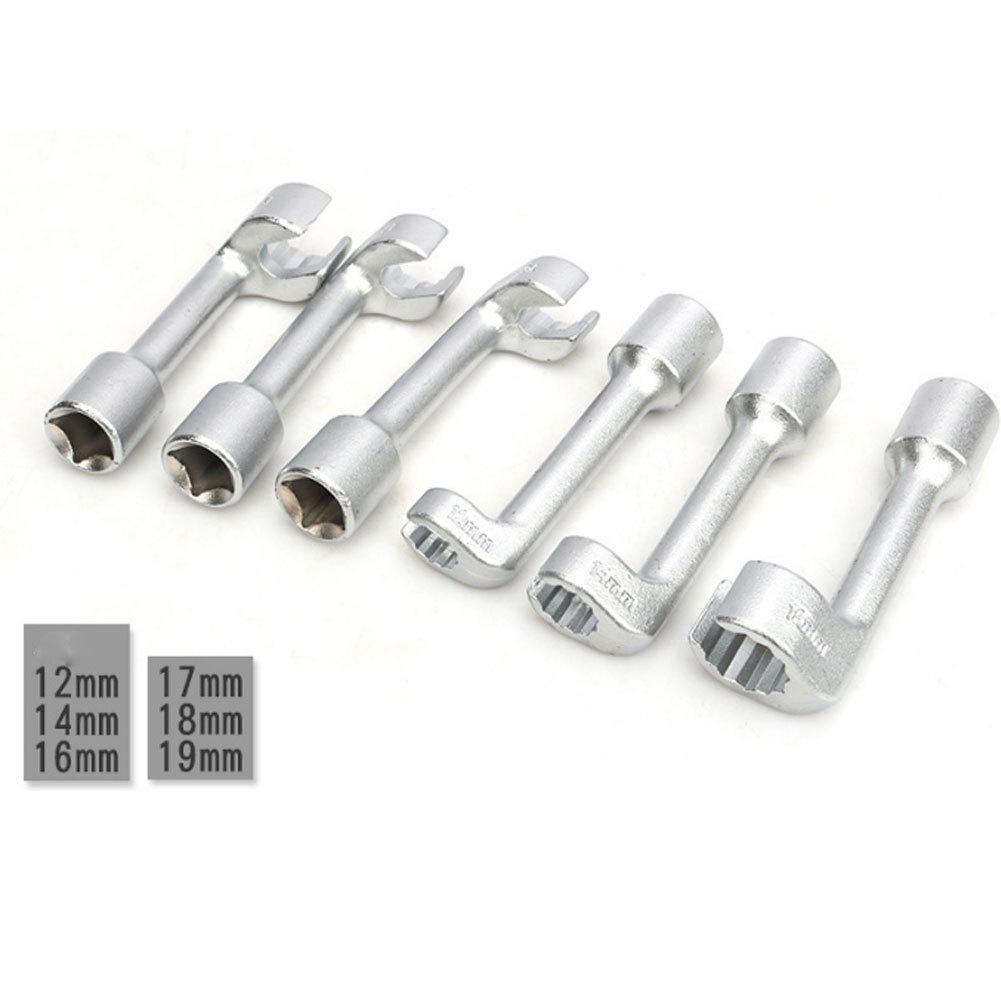 1 Set Car Diesel Fuel Injection Pipe Socket Wrench L-shaped Open Hexagon Slotted Oxygen Sensor Wrench Auto Repair Tools