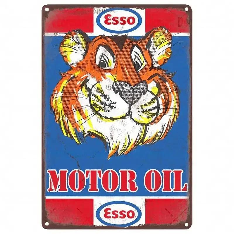 Mike86 ESSO Tiger PIN UP Vintage Metal Tin Signs Man Cave Oil Shop Posters Decoration LTA
