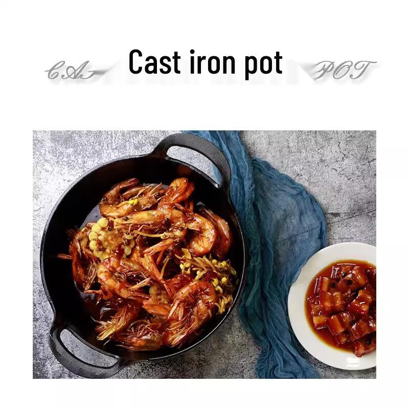 Thickened Cast Iron Flat-Bottom Pot
