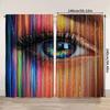 2pcs   Spring Summer Curtains Modern Color Eyelids and Eyelashes Semi-Sheer Curtains Durable 100% Polyester Fabric Home Decor for