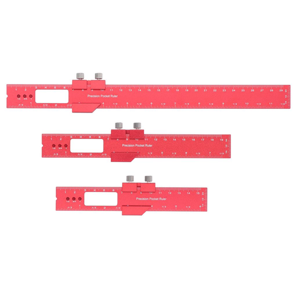 3PCS Woodworking Ruler Adjustable Slider Angle Gauge Aluminum Pocket Ruler for Marking Locating