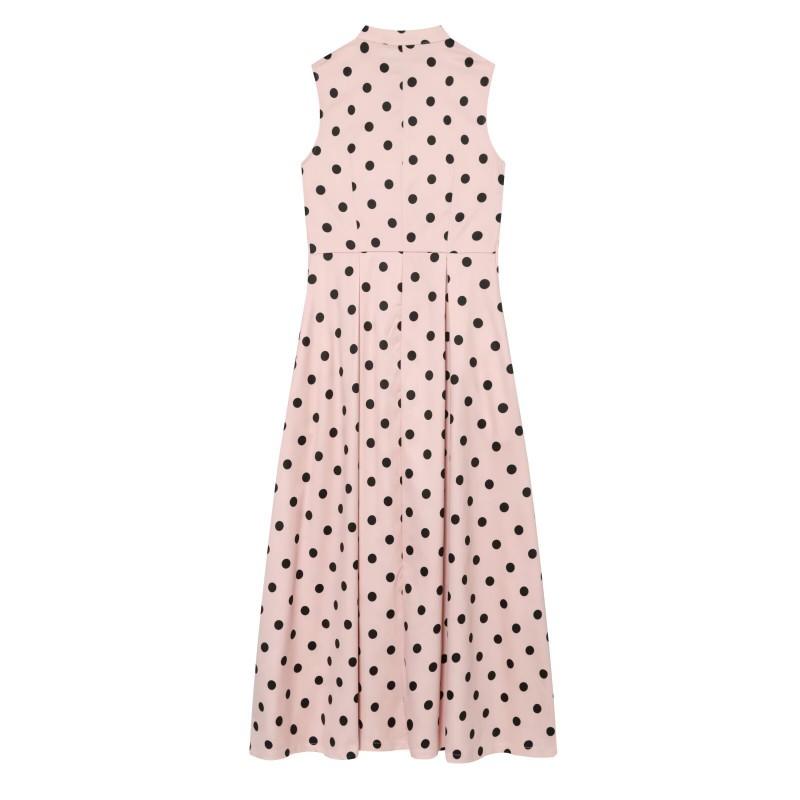 2026 Womens Polka Dot Sleeveless Dress A-line Slim Fit Elegant Fashion Long XS S M L