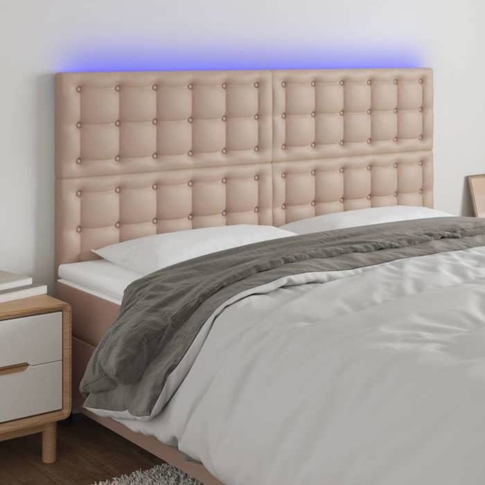 VidaXL Tête de Lit à LED Meuble de Chambre à Coucher Accessoire de Lit Double Tête de Cadre de Lit Intérieur Cappuccino 3122537