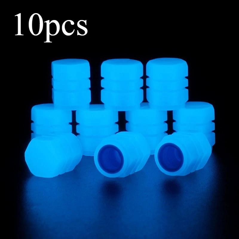 

10pcs Luminous Bicycle Tire Valve Caps Night Glowing Decor Motorcycle Bike Valve Stem Cap Wheel Nozzle