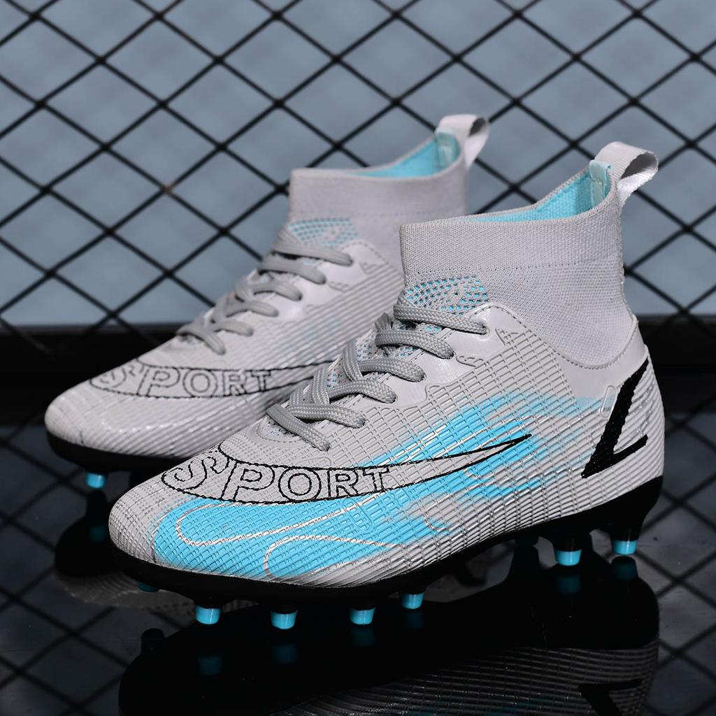 New High-top Football Shoes Boys and Girls Spikes Artificial Turf Youth Student Campus Professional Training Shoes