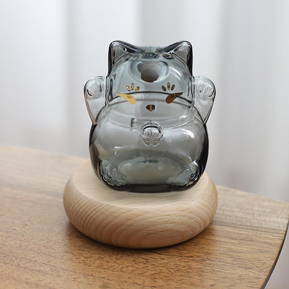 

New Lucky Cat Cat Piggy Bank Portable Transparent Gold Melon Seeds Storage Bottles High Borosilicate Wishing Bottle серый