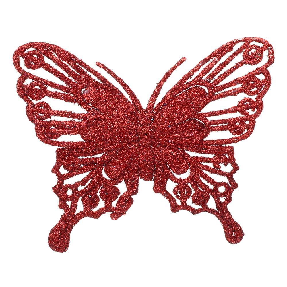 Christmas Butterflies Xmas Tree Ornaments Single Layer Gold Powder Glitter Artificial Flower DIY Crafts Christmas Tree Decor