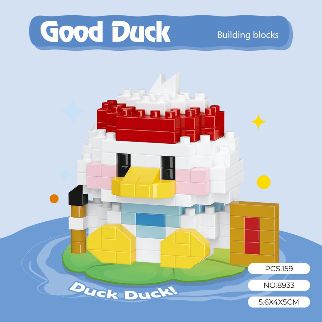 New Happy Cute Duck Series Assembly Building Blocks Cartoon Doll Tabletop Ornaments Educational Blocks Toy  kids birthday Gifts