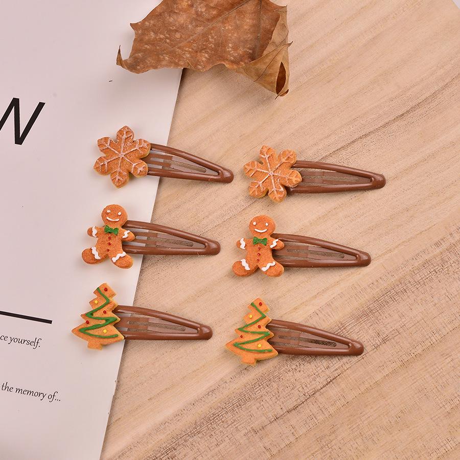 Autumn/Winter Cute Christmas Cookie Snowman & Tree Hair Clip - Festive Holiday Hair Accessories for Women