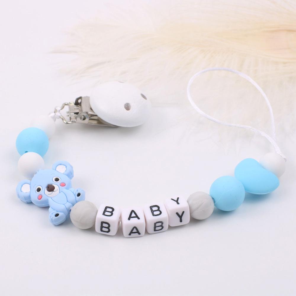 1 Pc Schnuller Kaukette Schnuller Clip Halter Silikon Nippel Buchstaben DIY Runde Perlen Nettes Baby