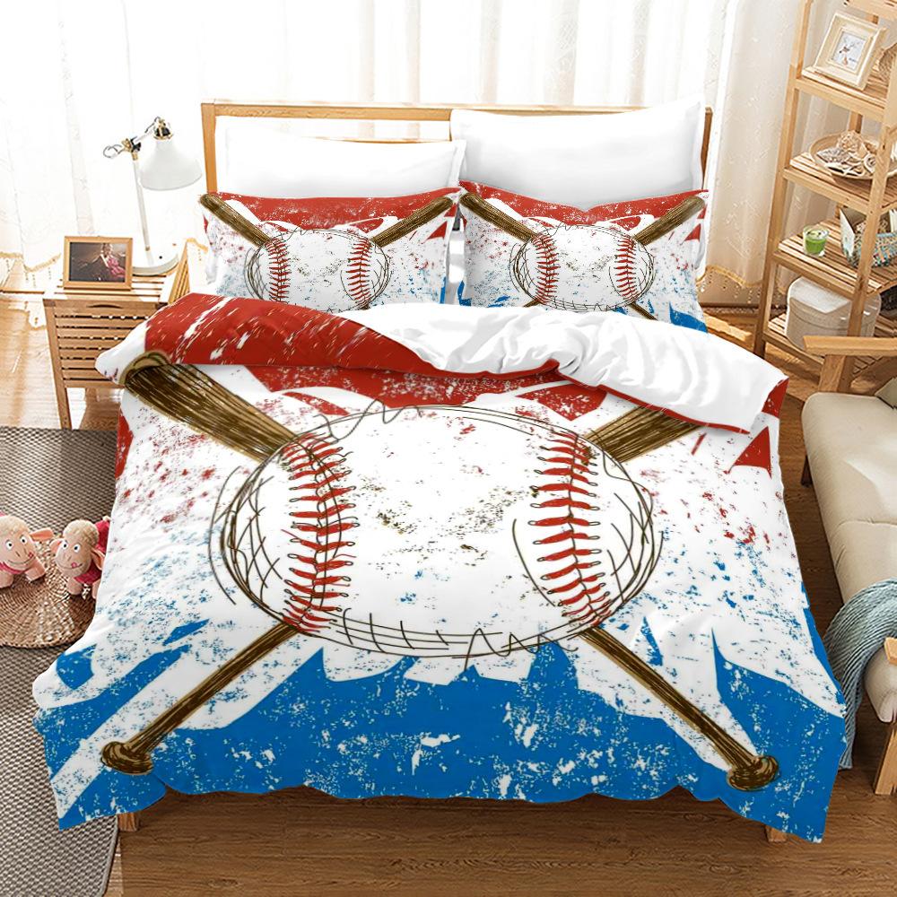 Quilt Cover Bedding Three-Piece 3D Digital Printing Campus Sports Baseball Kit