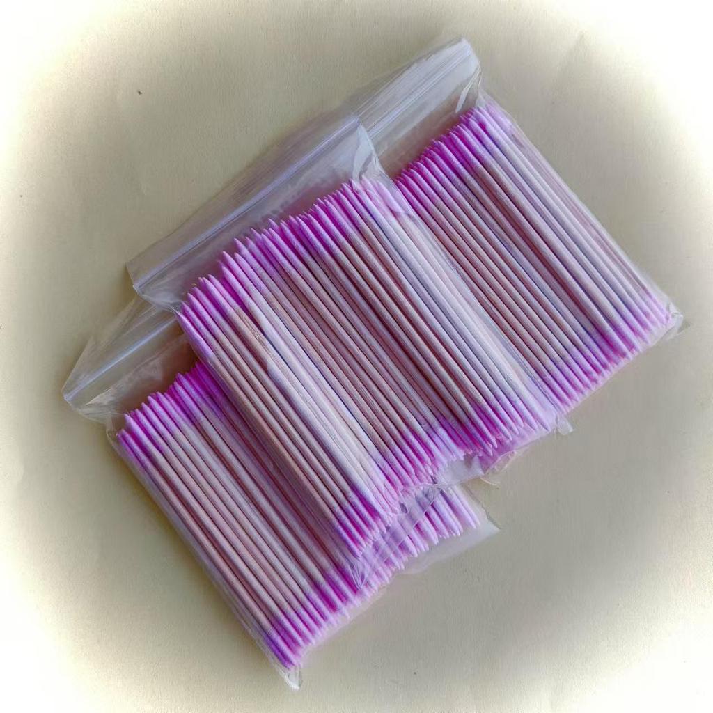 100 PCS 7CM Double-Tipped Pink Microblading Cotton Swabs for Essential Oil, Tattoo & Eyebrow Makeup