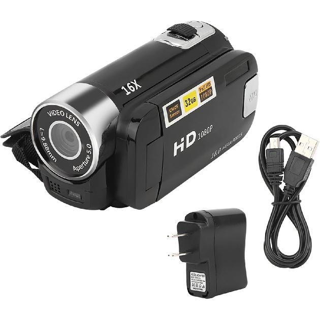 Ejoyous Digital Camera Recorder, DH‑90 High Definition Camera Image Video Camcorder 270° Rotation 2.7 Inch Colourful Display Screen 16X Zoom