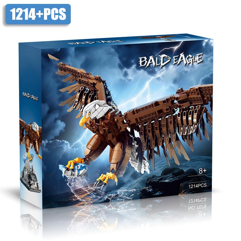 Cretive MOC 1214 stuks Bald Eagle Model Bouwstenen Set DIY Dierlijk Figuur Roofvogel Bakstenen Speelgoed Voor Kinderen Cadeaus