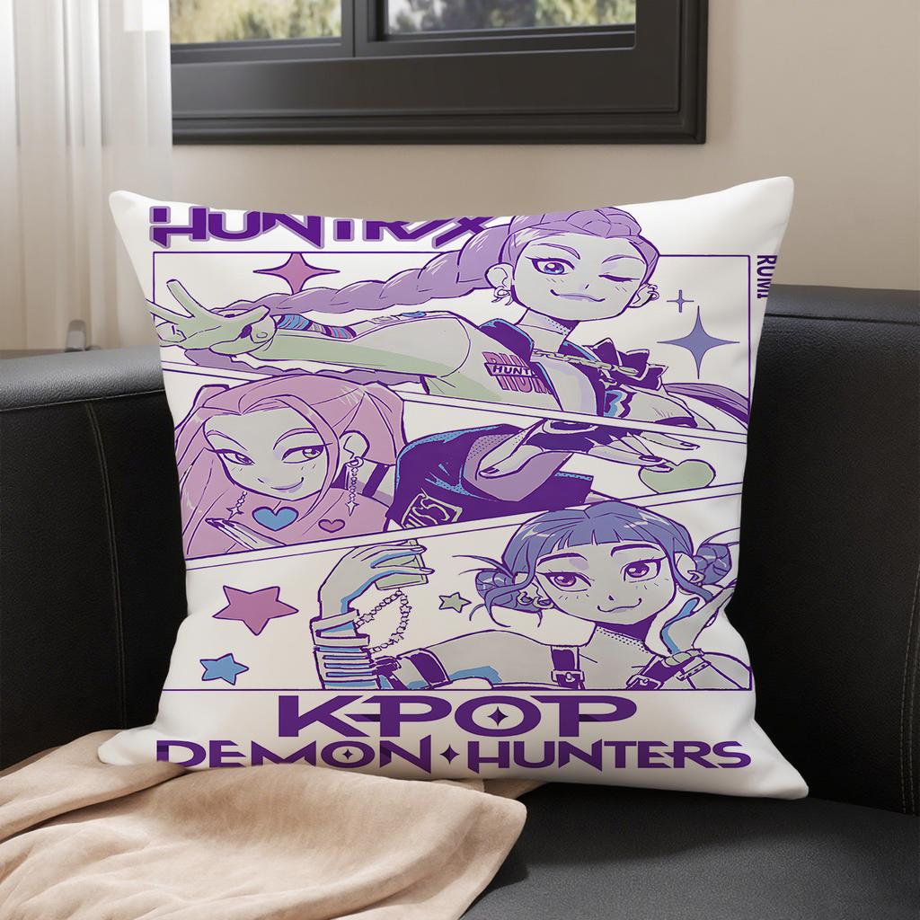 KPop Demon Hunters  Huntrx on the pillowcase: colorful anime patterns, super eye-catching fashion home decoration