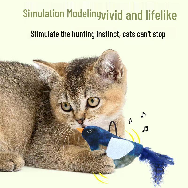 Chirping Bird Cat Toy: Interactive Teaser Stick with Catnip