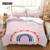 Duhová sada povlaku na přikrývku King Mikrovlákno Dívčí Estetický Duhy Ložní Sada pro Děti Kawaii Hrad Dezert Vzor Povlak na Prošívanou Přikrývku