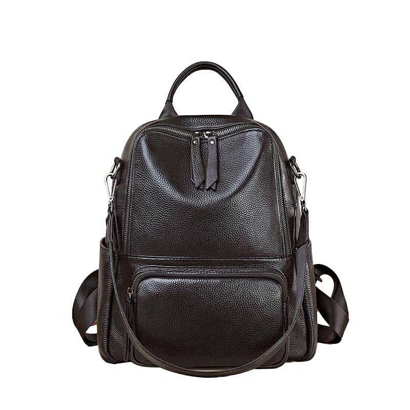 Минималистичный кожаный рюкзак-трансформер для женщин, дневной рюкзак для ежедневного использования чёрный